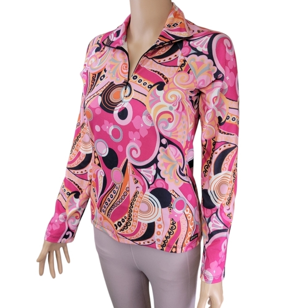Athleta Womens Colorful‎ Floral Paisley Printed Activewear Top Size S